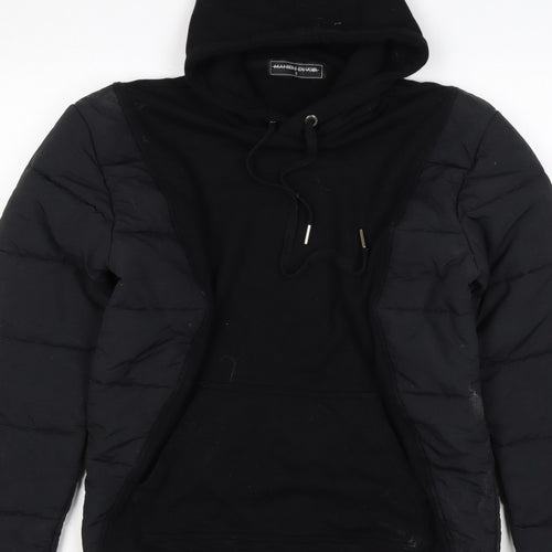 Maniere De Voir Men’s Black S Hooded Quilted Puffer Jacket