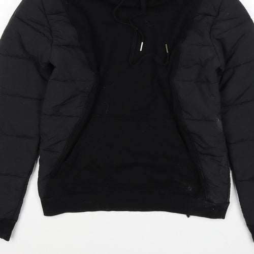 Maniere De Voir Men’s Black S Hooded Quilted Puffer Jacket