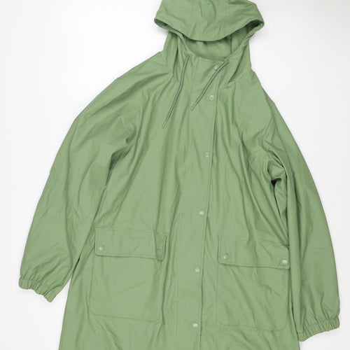 Marks & Spencer Women's Green UK 18 Hooded Waterproof Rain Coat