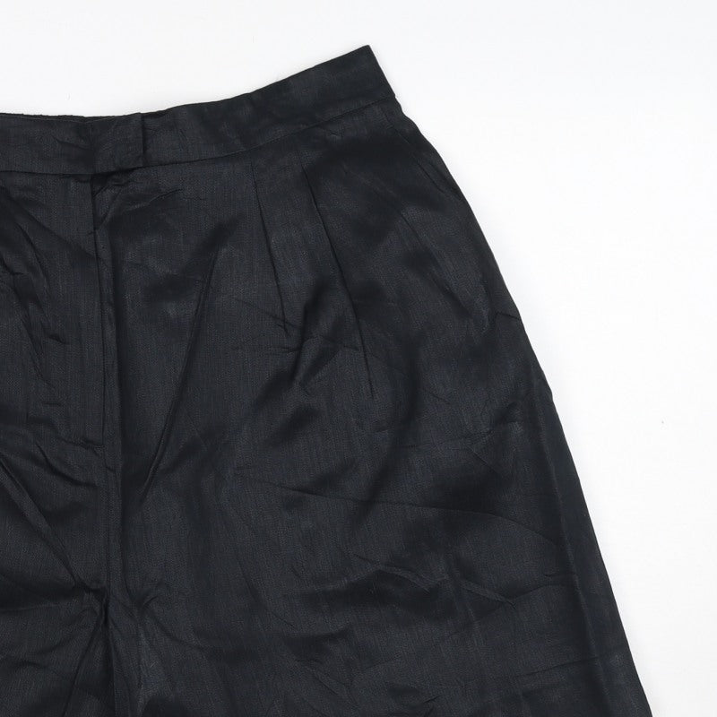 Jaeger Women’s Black Linen Bermuda Shorts UK 18 Flat Front