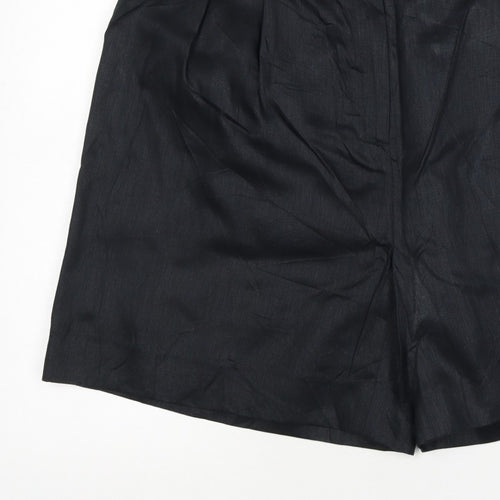 Jaeger Women’s Black Linen Bermuda Shorts UK 18 Flat Front