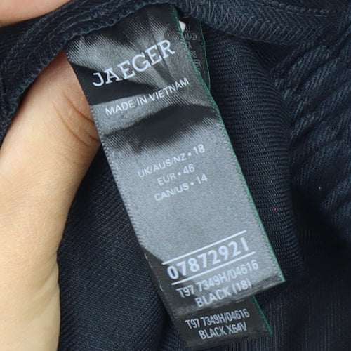 Jaeger Women’s Black Linen Bermuda Shorts UK 18 Flat Front