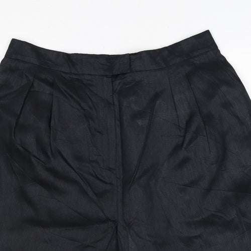 Jaeger Women’s Black Linen Bermuda Shorts UK 18 Flat Front