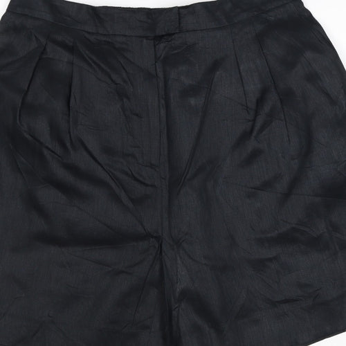 Jaeger Women’s Black Linen Bermuda Shorts UK 18 Flat Front