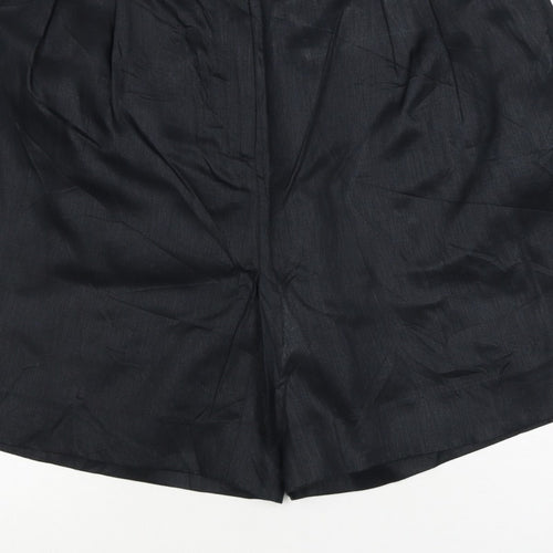 Jaeger Women’s Black Linen Bermuda Shorts UK 18 Flat Front