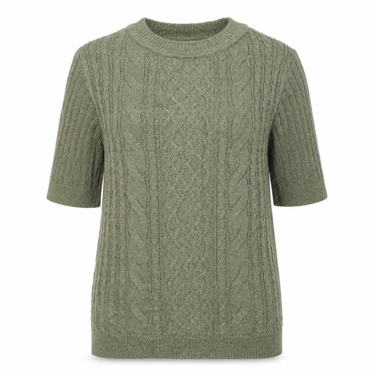 Per Una Women's Green UK 10 Cable-Knit Tunic Jumper 3/4 Sleeve