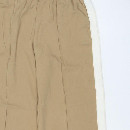 Marks and Spencer Women Beige Size 12 Short Wide Leg Drawstring Trousers