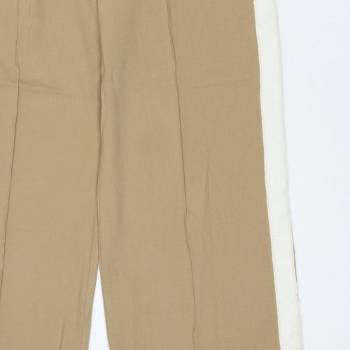 Marks and Spencer Women Beige Size 12 Short Wide Leg Drawstring Trousers