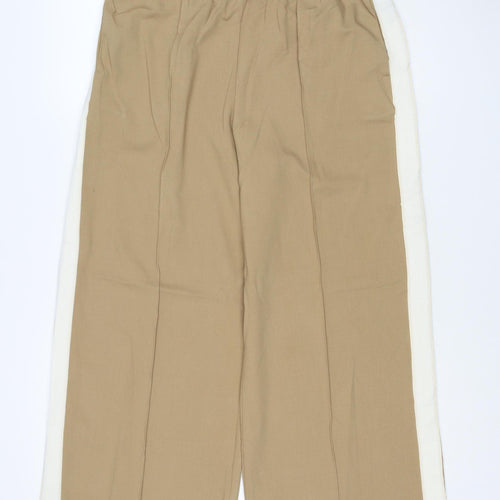 Marks and Spencer Women Beige Size 12 Short Wide Leg Drawstring Trousers