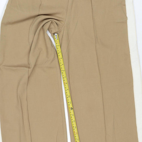 Marks and Spencer Women Beige Size 12 Short Wide Leg Drawstring Trousers