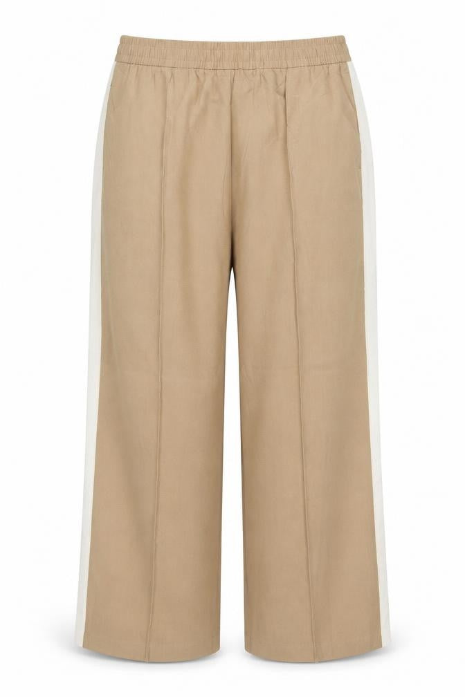 Marks and Spencer Women Beige Size 12 Short Wide Leg Drawstring Trousers