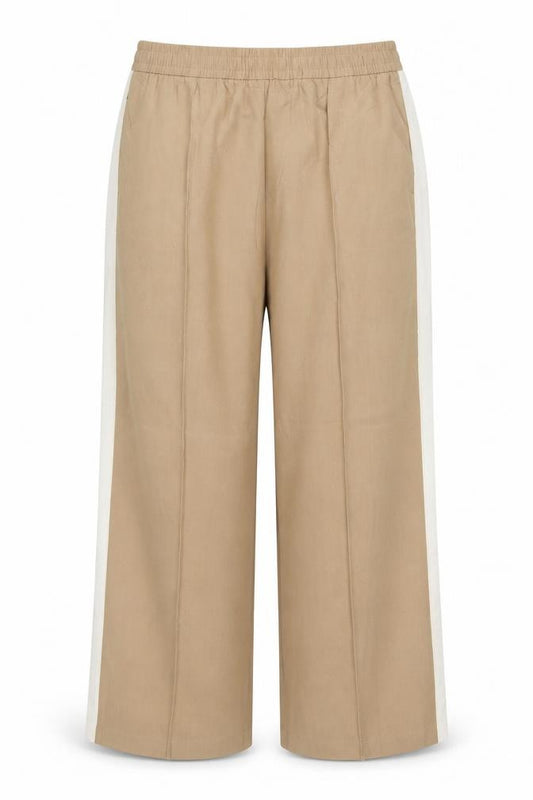 Marks and Spencer Women Beige Size 12 Short Wide Leg Drawstring Trousers