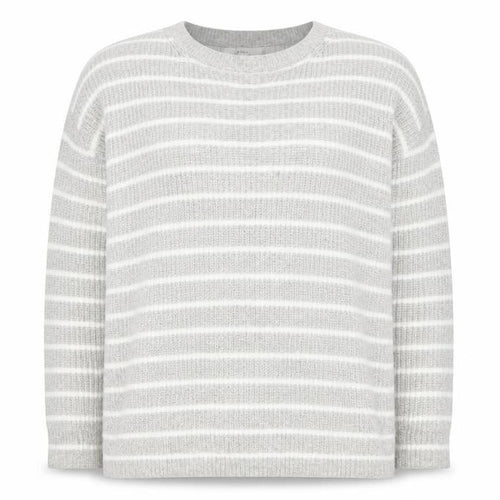 Marks & Spencer Women Grey White Striped Knit Pullover Jumper L