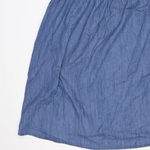 Marks and Spencer Women Blue Size 12 Chambray Fit & Flare Midi Dress