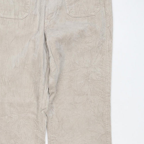 M&S Women’s Beige Size 8 Cotton Flax Cargo Straight Leg Trousers