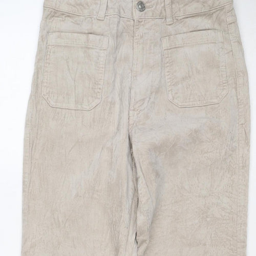 M&S Women’s Beige Size 8 Cotton Flax Cargo Straight Leg Trousers