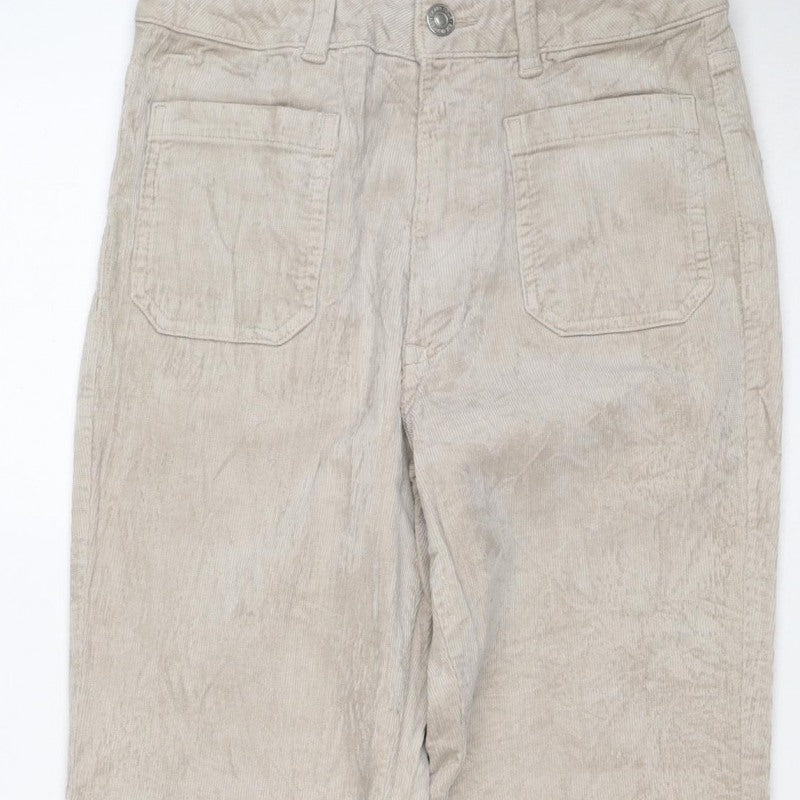 M&S Women’s Beige Size 8 Cotton Flax Cargo Straight Leg Trousers
