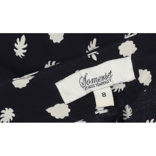 Somerset Alice Temperley Women Black Ivory Floral Cropped Trousers UK 8