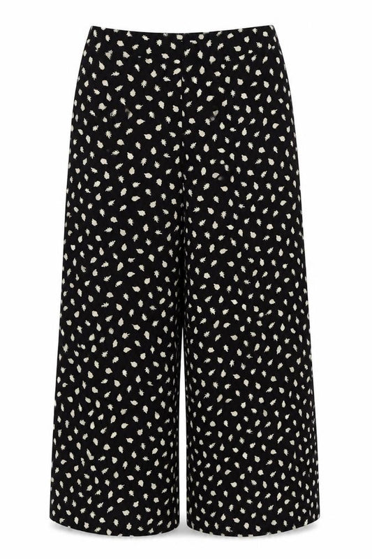 Somerset Alice Temperley Women Black Ivory Floral Cropped Trousers UK 8