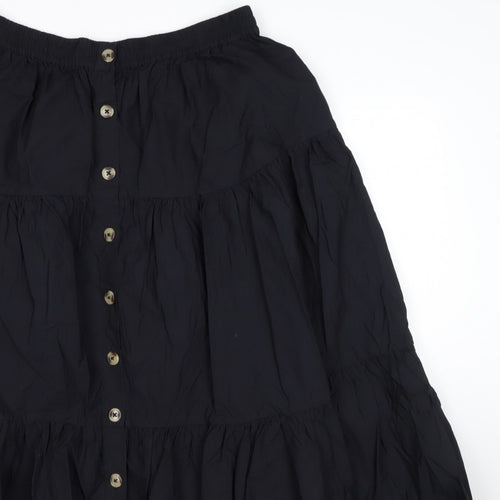 M&S Women’s Black UK 12 Peasant Tiered Button Mini Skirt
