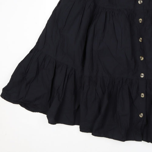 M&S Women’s Black UK 12 Peasant Tiered Button Mini Skirt