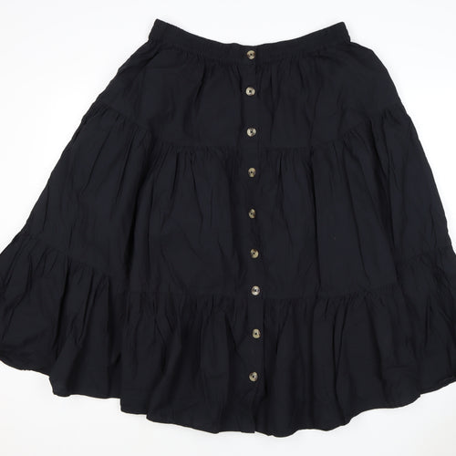 M&S Women’s Black UK 12 Peasant Tiered Button Mini Skirt