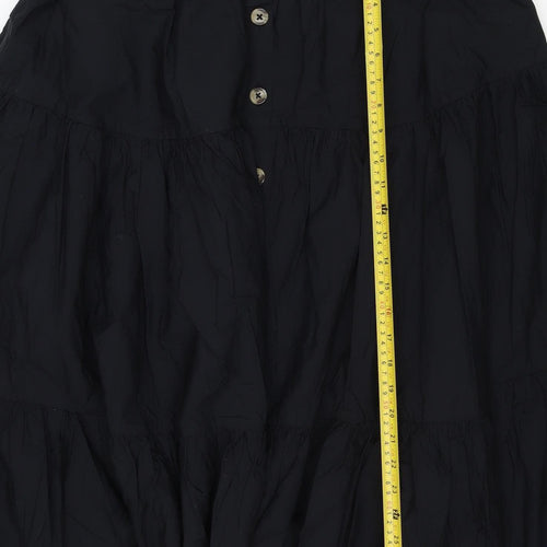 M&S Women’s Black UK 12 Peasant Tiered Button Mini Skirt