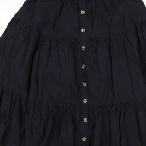 M&S Women’s Black UK 12 Peasant Tiered Button Mini Skirt