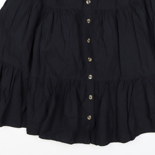 M&S Women’s Black UK 12 Peasant Tiered Button Mini Skirt