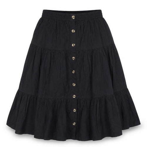 M&S Women’s Black UK 12 Peasant Tiered Button Mini Skirt