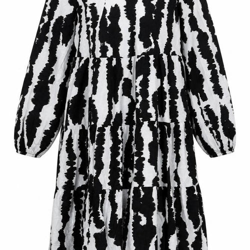 M&S Women Black White Linen Rich Size 14 Shift Knee Dress