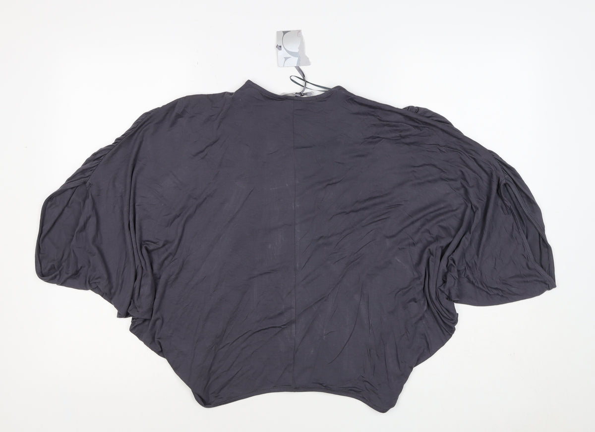 Bhs Women’s Grey Size 16 Open Front Ruffle Sleeve Shrug
