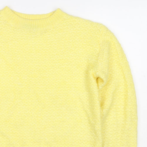 M&S Women Yellow XS Mohair Wool Blend Crew Neck Raglan Jumper