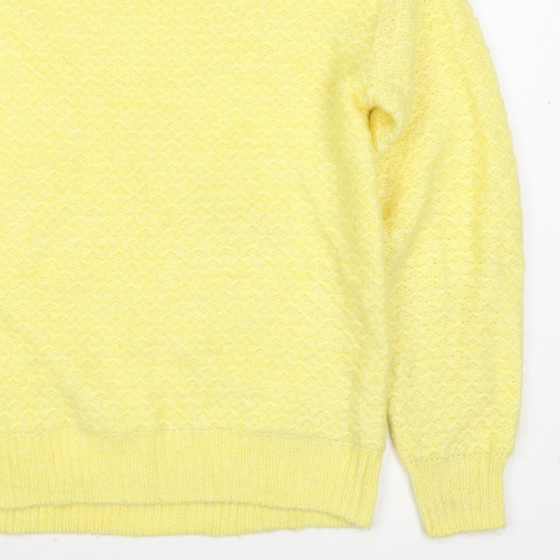 M&S Women Yellow XS Mohair Wool Blend Crew Neck Raglan Jumper