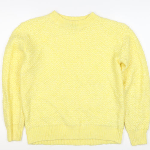 M&S Women Yellow XS Mohair Wool Blend Crew Neck Raglan Jumper