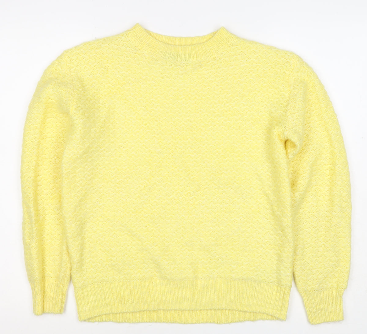 M&S Women Yellow XS Mohair Wool Blend Crew Neck Raglan Jumper