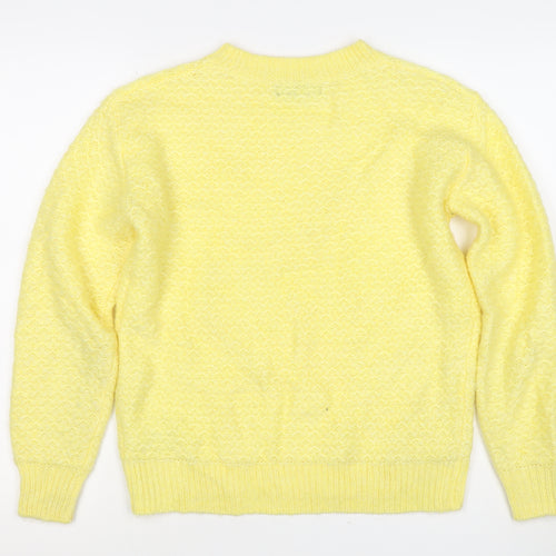 M&S Women Yellow XS Mohair Wool Blend Crew Neck Raglan Jumper