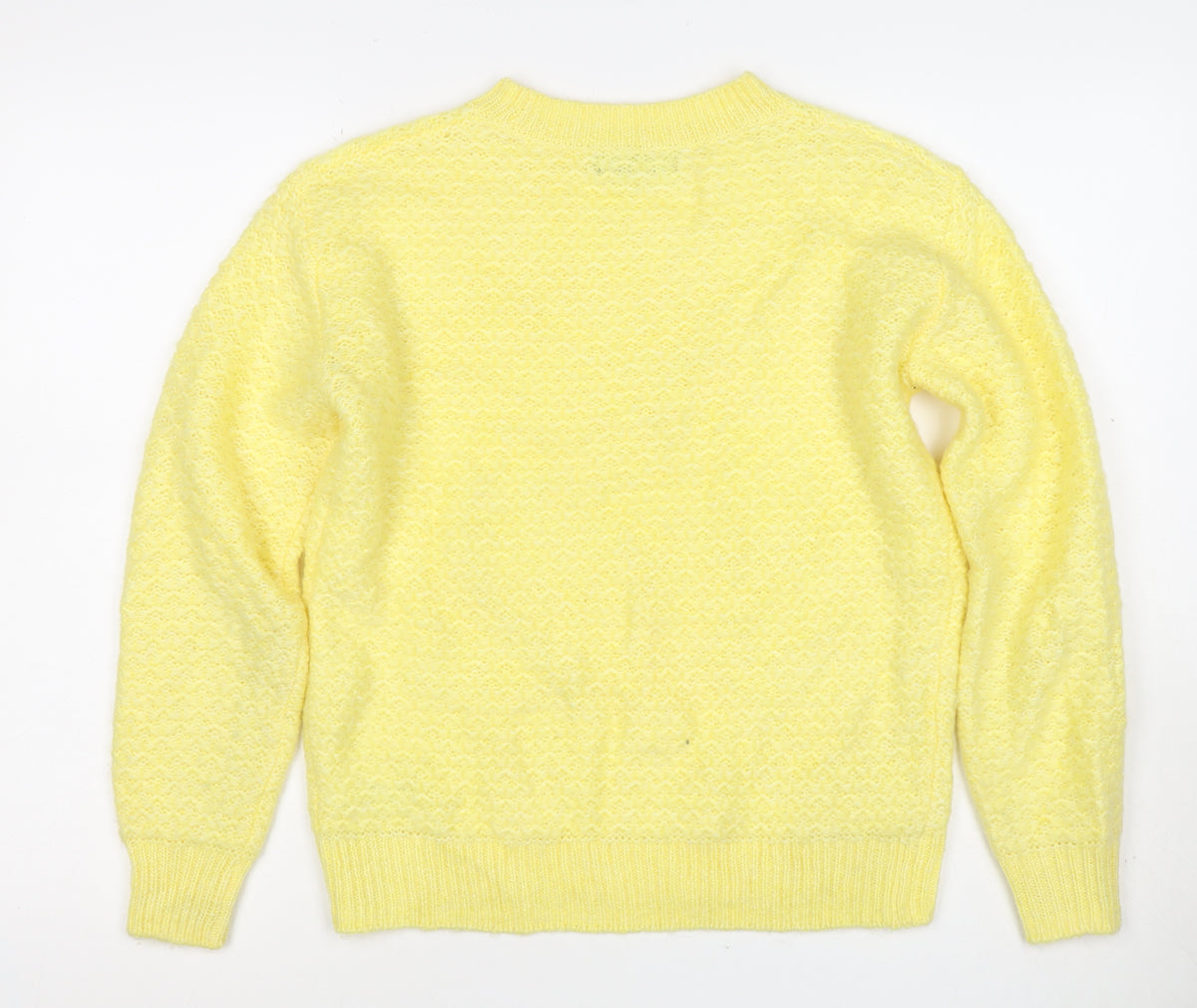 M&S Women Yellow XS Mohair Wool Blend Crew Neck Raglan Jumper