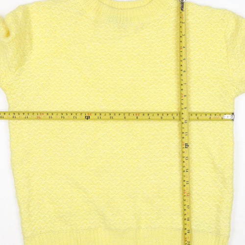 M&S Women Yellow XS Mohair Wool Blend Crew Neck Raglan Jumper