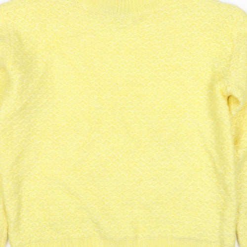 M&S Women Yellow XS Mohair Wool Blend Crew Neck Raglan Jumper
