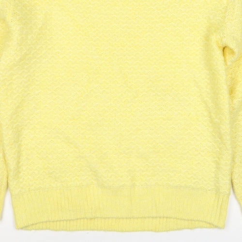 M&S Women Yellow XS Mohair Wool Blend Crew Neck Raglan Jumper