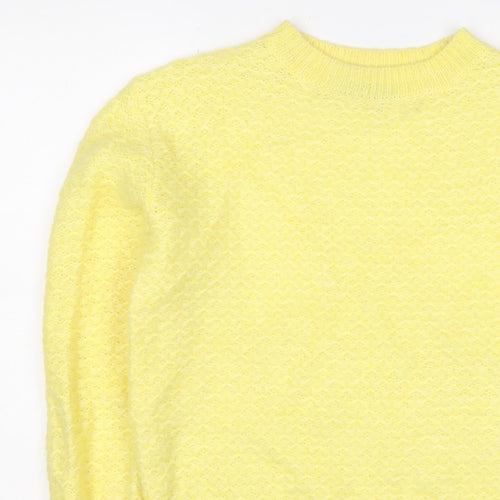 M&S Women Yellow XS Mohair Wool Blend Crew Neck Raglan Jumper