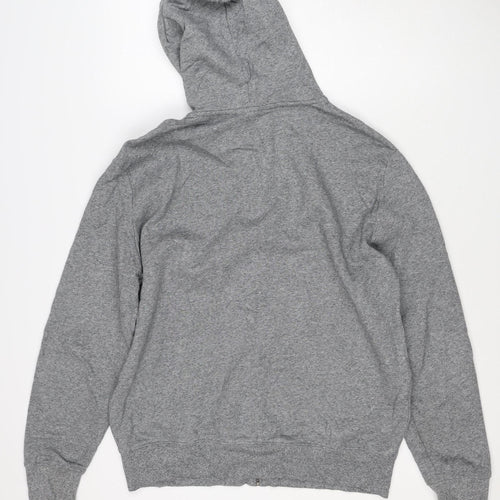 Marks and Spencer Men Grey L Full Zip Hooded Cotton Fleece Hoodie