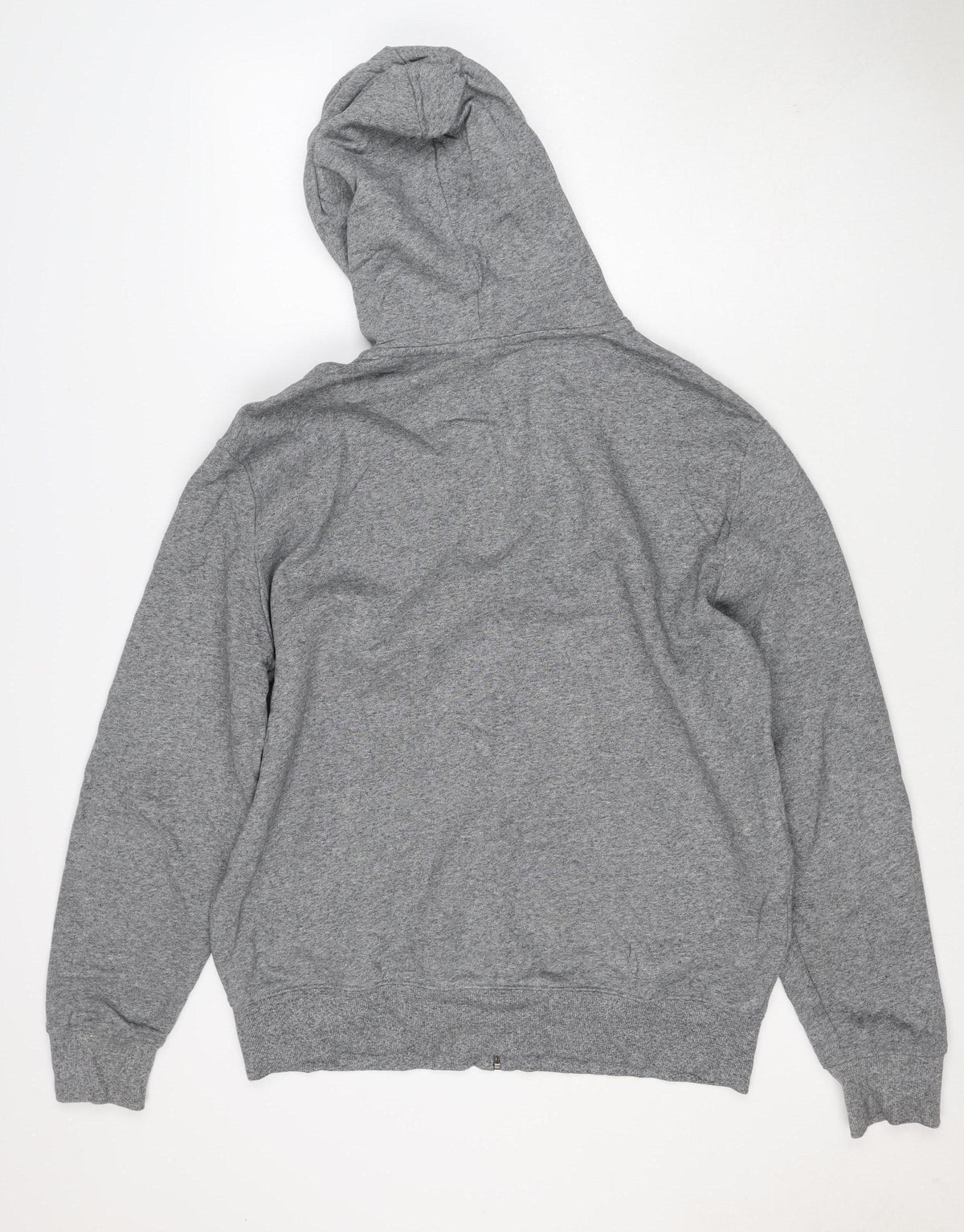 Marks and Spencer Men Grey L Full Zip Hooded Cotton Fleece Hoodie