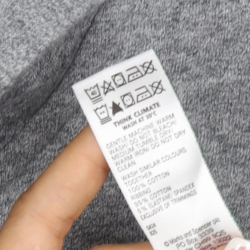 Marks and Spencer Men Grey L Full Zip Hooded Cotton Fleece Hoodie