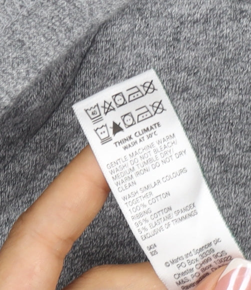 Marks and Spencer Men Grey L Full Zip Hooded Cotton Fleece Hoodie