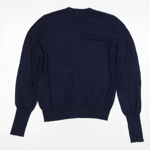 Marks and Spencer Women Blue Size 12 Round Neck Button Cardigan