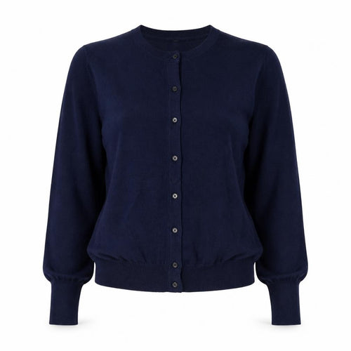 Marks and Spencer Women Blue Size 12 Round Neck Button Cardigan