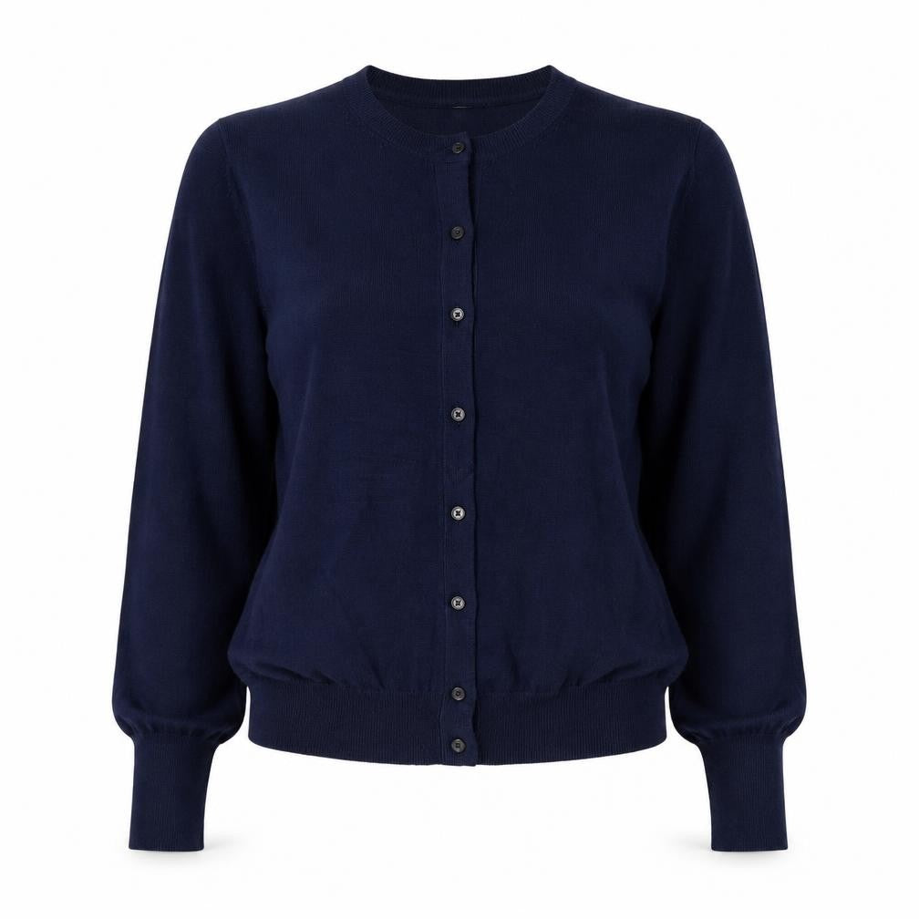 Marks and Spencer Women Blue Size 12 Round Neck Button Cardigan