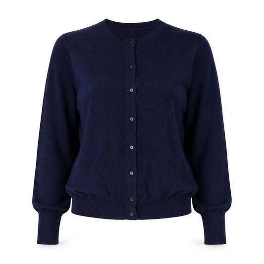 Marks and Spencer Women Blue Size 12 Round Neck Button Cardigan